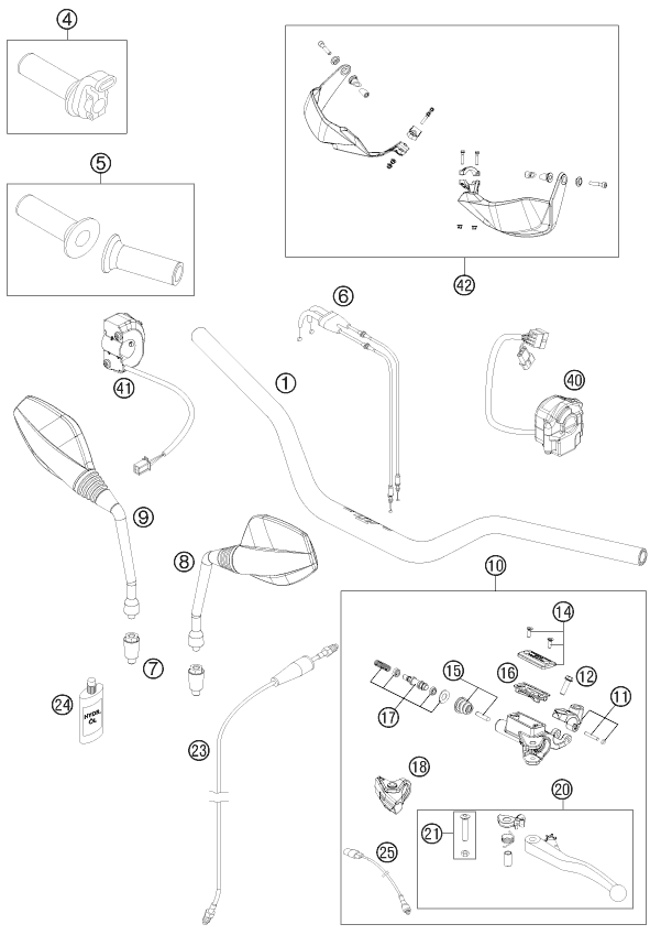 Sprängskiss: Handlebar, Controls – KTM 690 ENDURO R 2013