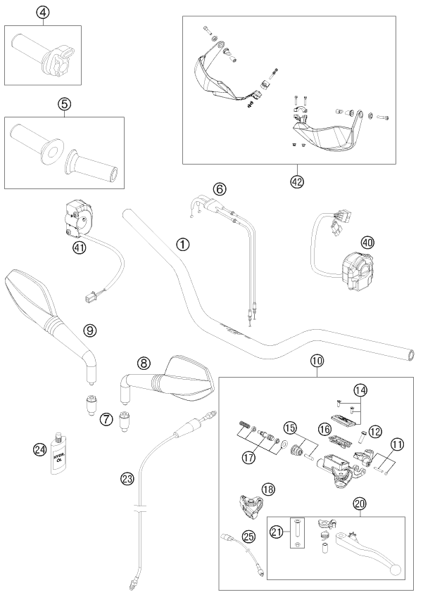 Sprängskiss: Handlebar, Controls – KTM 690 SMC R 2013