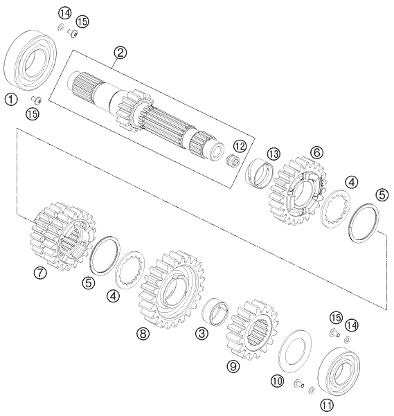 Sprängskiss: Transmission I - Main Shaft – KTM 690 ENDURO R 2013