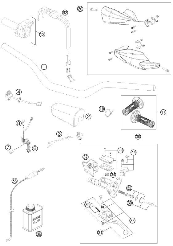 Sprängskiss: Handlebar, Controls – KTM 450 SMR 2013