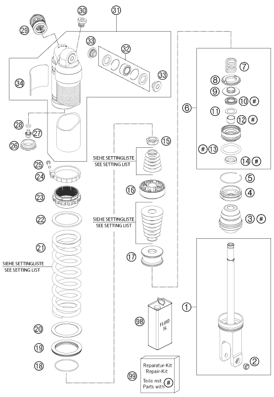 Sprängskiss: Shock Absorber Disassembled – KTM 450 SMR 2013