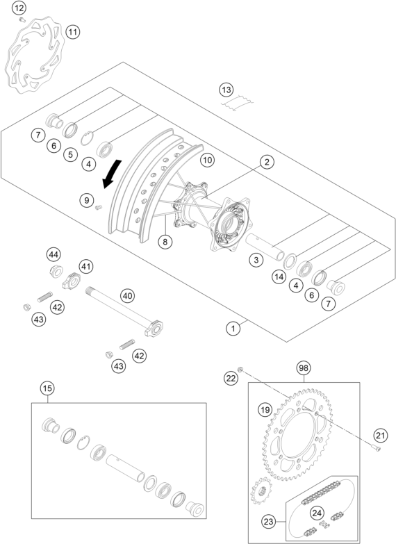 Sprängskiss: Rear Wheel – KTM 450 SMR 2013
