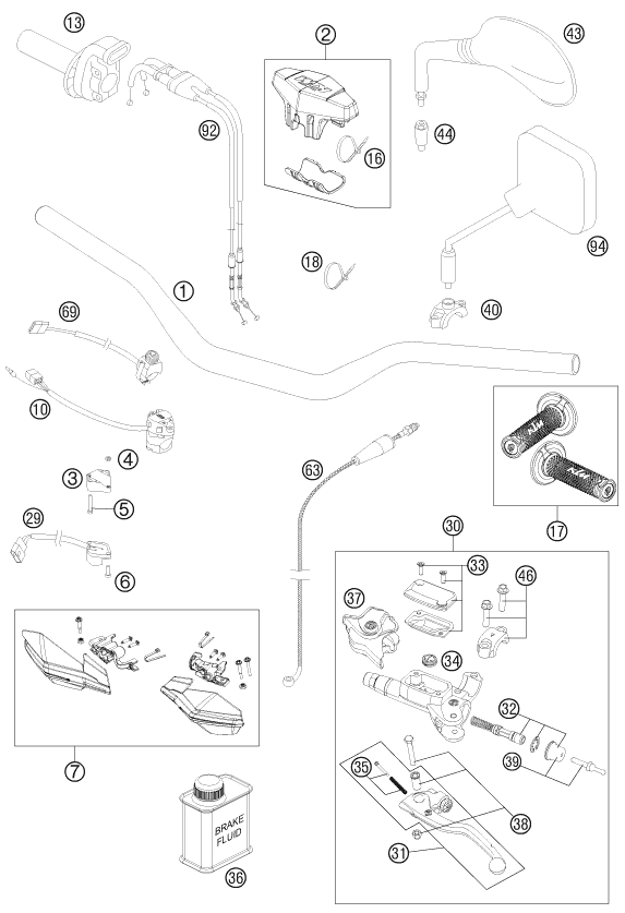 Sprängskiss: Handlebar, Controls – KTM 350 EXC-F 2013