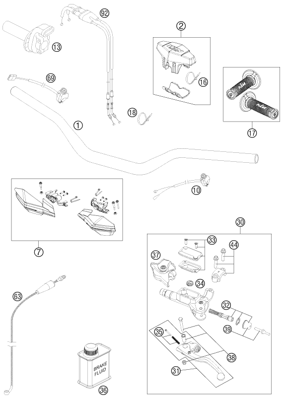 Sprängskiss: Handlebar, Controls – KTM 350 XCF-W 2013