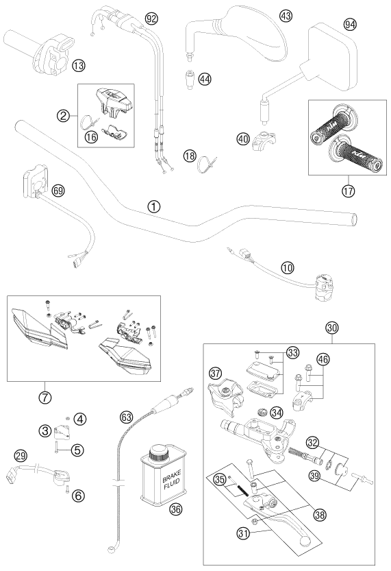 Sprängskiss: Handlebar, Controls – KTM 250 EXC-F 2013