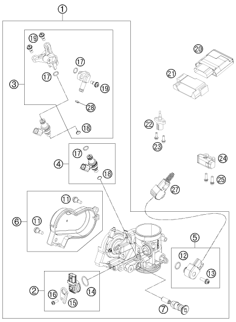 Sprängskiss: Throttle Body – KTM 250 EXC-F 2016