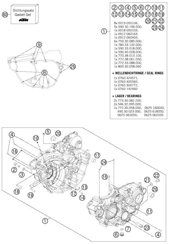 Sprängskiss: Engine Case – KTM 350 XCF-W 2013