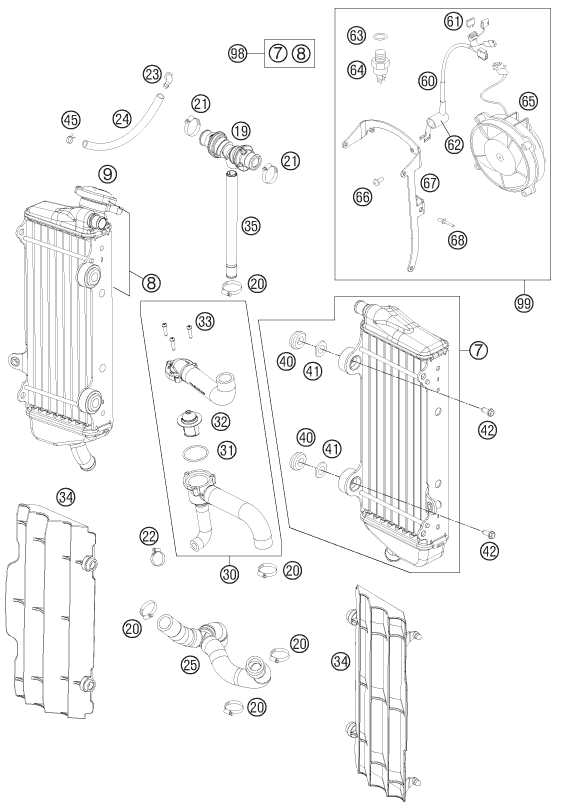 Sprängskiss: Cooling System – KTM 350 XCF-W 2013