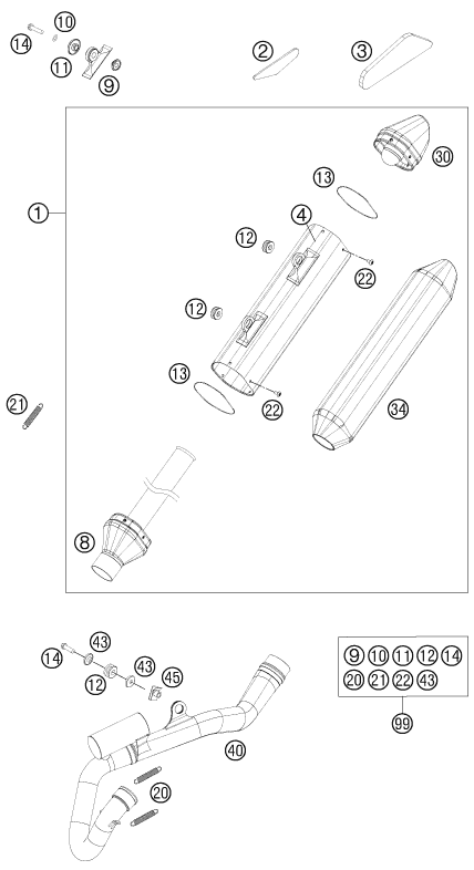Sprängskiss: Exhaust System – KTM 350 XC-F 2014