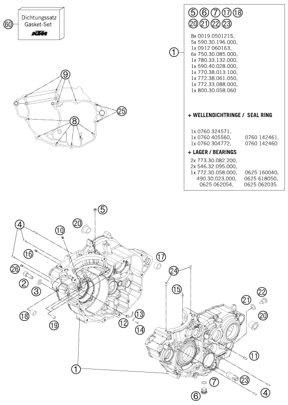 Sprängskiss: Engine Case – KTM 250 SX-F 2013