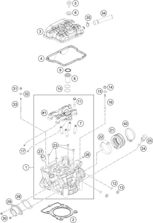 Sprängskiss: Cylinder Head – KTM 250 XC-F 2014