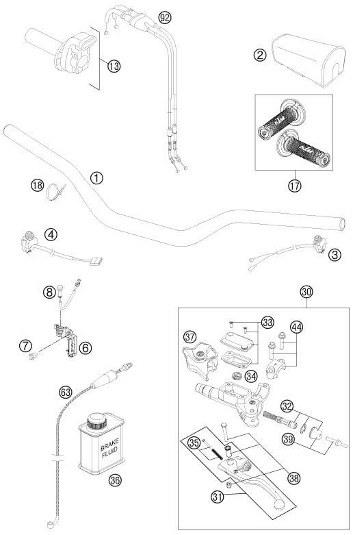 Sprängskiss: Handlebar, Controls – KTM 250 SX-F 2013