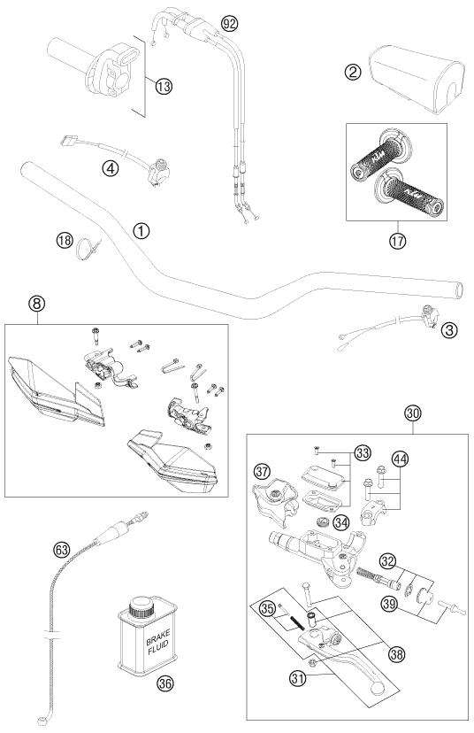 Sprängskiss: Handlebar, Controls – KTM 450 XC- F 2013