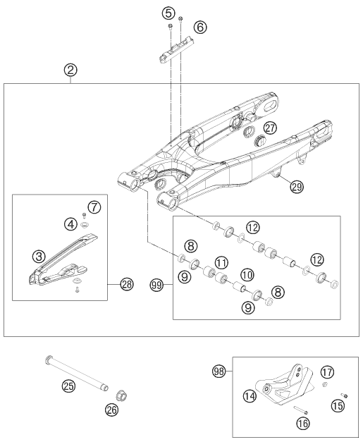 Sprängskiss: Swing Arm – KTM 350 XC-F 2014