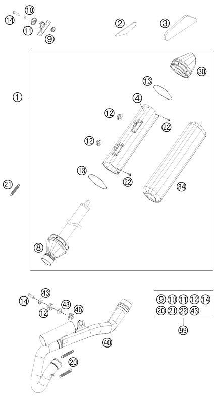 Sprängskiss: Exhaust System – KTM 350 SX-F 2014