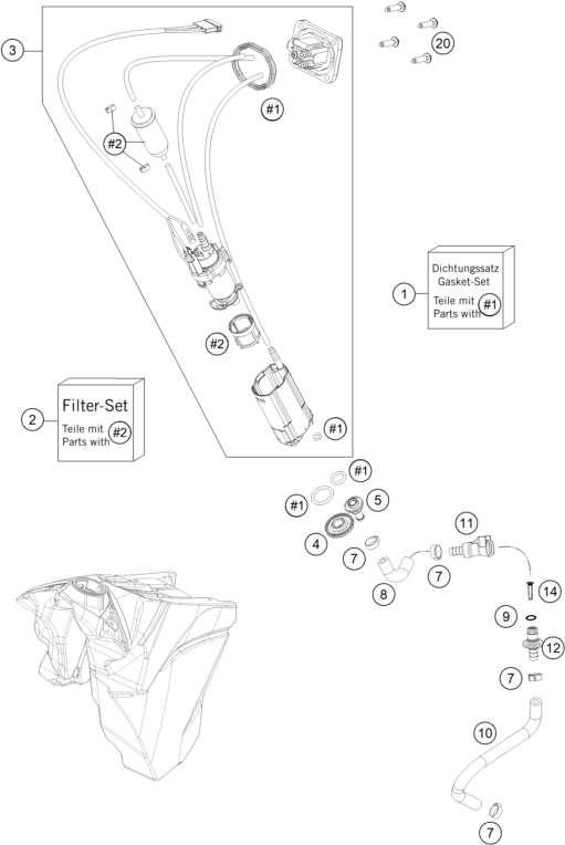 Sprängskiss: Fuel Pump – KTM 350 XC-F 2014
