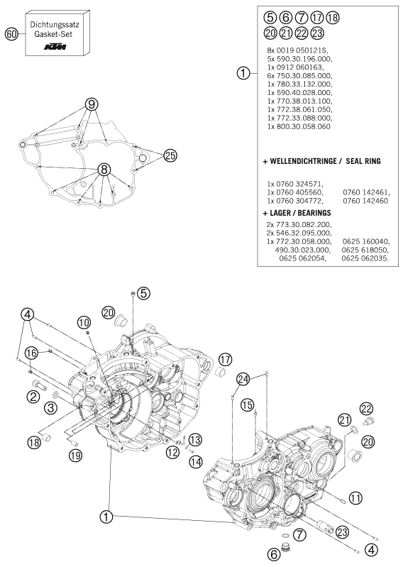 Sprängskiss: Engine Case – KTM 350 XC-F 2013
