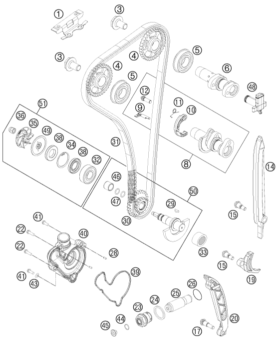 Sprängskiss: Timing Drive – KTM 350 XC-F 2014