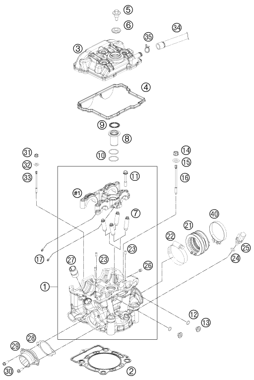Sprängskiss: Cylinder Head – KTM 350 XC-F 2014