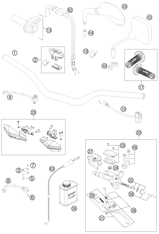 Sprängskiss: Handlebar, Controls – KTM 450 EXC 2014