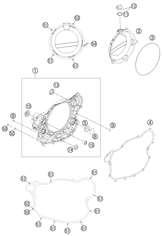 Sprängskiss: Clutch Cover – KTM 500 EXC SIX DAYS 2014