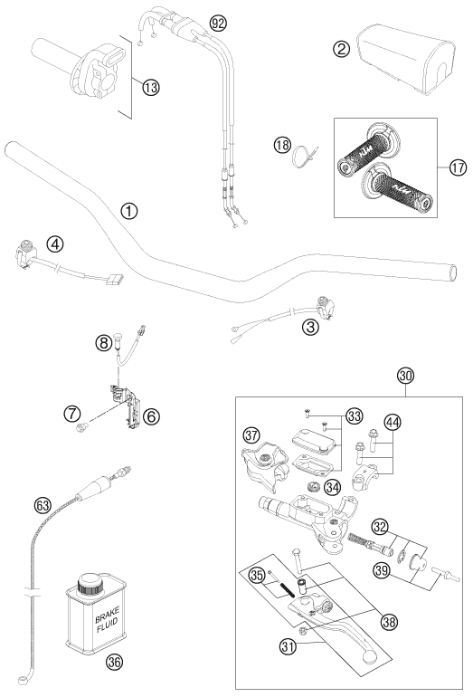 Sprängskiss: Handlebar, Controls – KTM 450 SX-F 2014