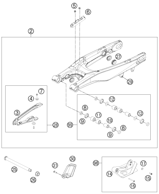 Sprängskiss: Swing Arm – KTM 450 SMR 2013