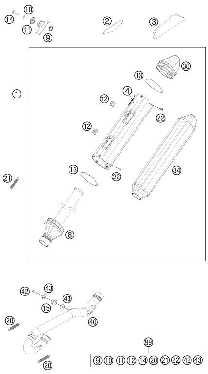 Sprängskiss: Exhaust System – KTM 450 SX-F 2014