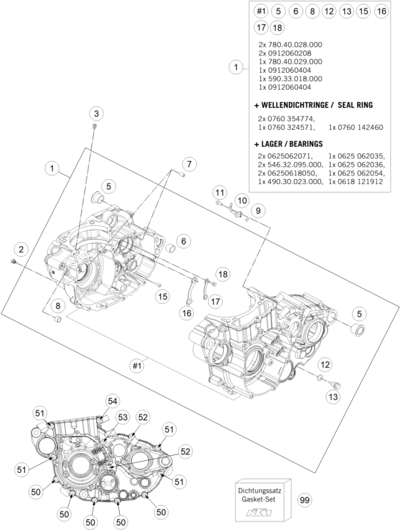 Sprängskiss: Engine Case – KTM 450 SX-F 2014