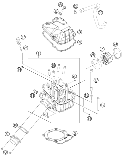 Sprängskiss: Cylinder Head – KTM 450 SX-F FACT.REPL. 2012