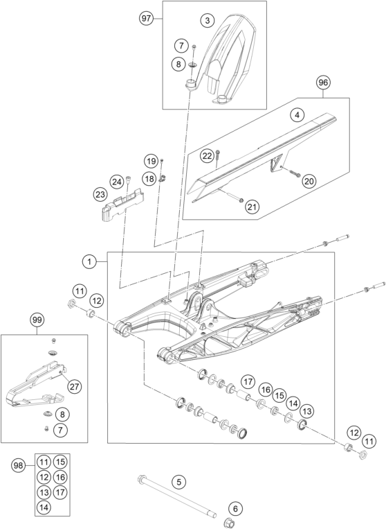 Sprängskiss: Swing Arm – KTM 125 DUKE WHITE ABS 2013