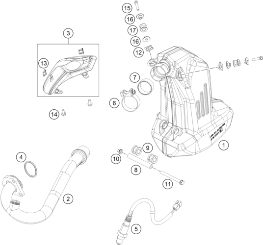 Sprängskiss: Exhaust System – KTM 125 DUKE ORANGE ABS 2015