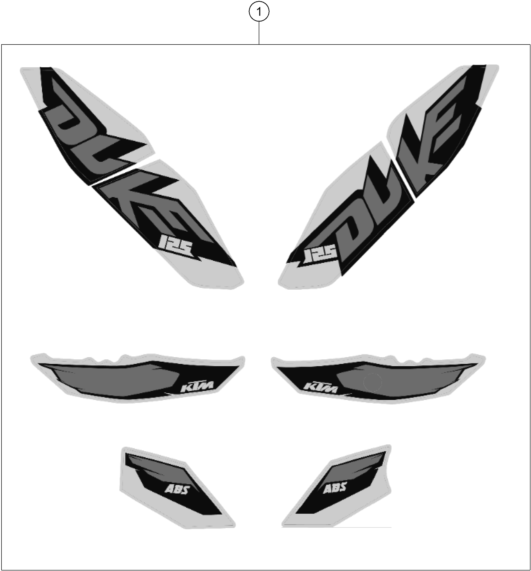 Sprängskiss: Decal – KTM 125 DUKE WHITE ABS 2013