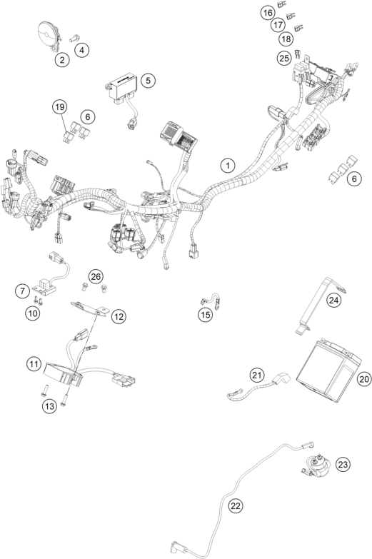 Sprängskiss: Wiring Harness – KTM 200 DUKE ORANGE ABS BAJ.DIR.13