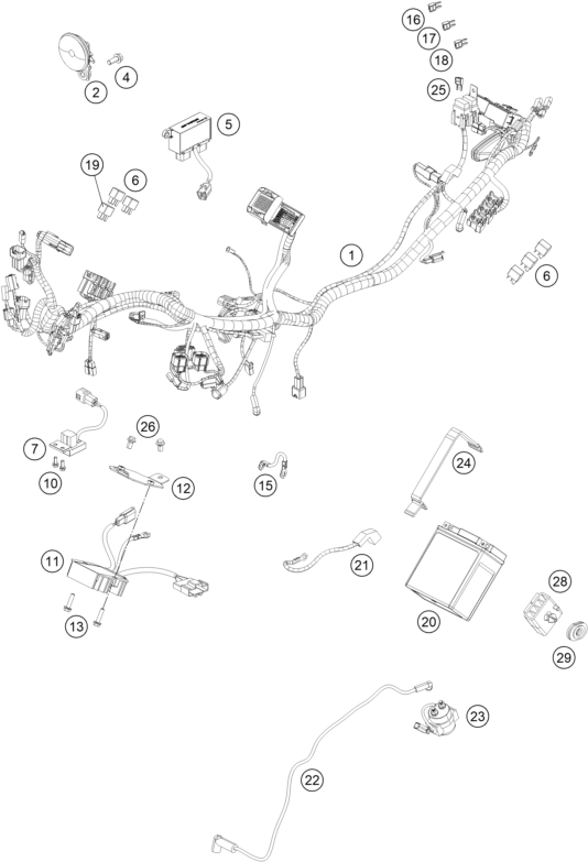 Sprängskiss: Wiring Harness – KTM 125 DUKE WHITE ABS 2013