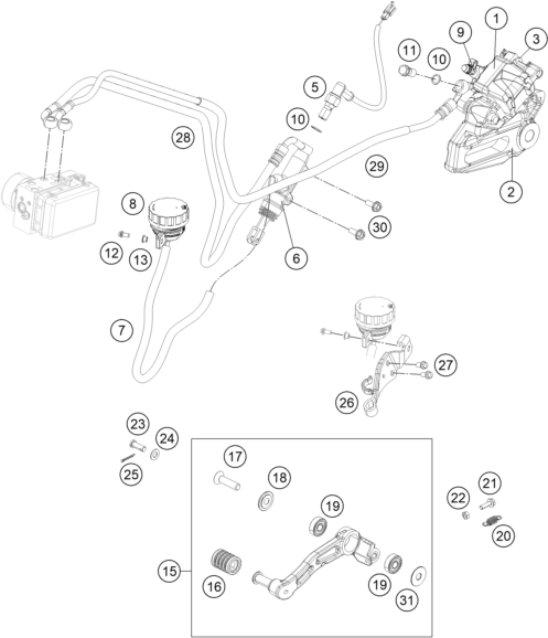 Sprängskiss: Rear Brake Caliper – KTM 125 DUKE WHITE ABS 2013
