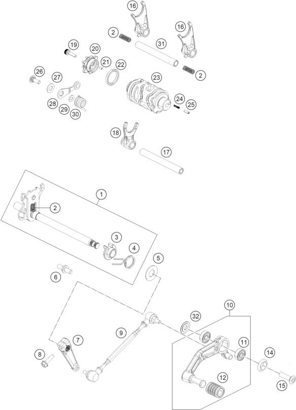 Sprängskiss: Shifting Mechanism – KTM 125 DUKE ORANGE ABS 2015