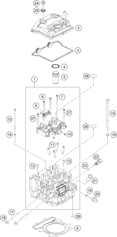 Sprängskiss: Cylinder Head – KTM 250 DUKE WHITE ABS CKD 16