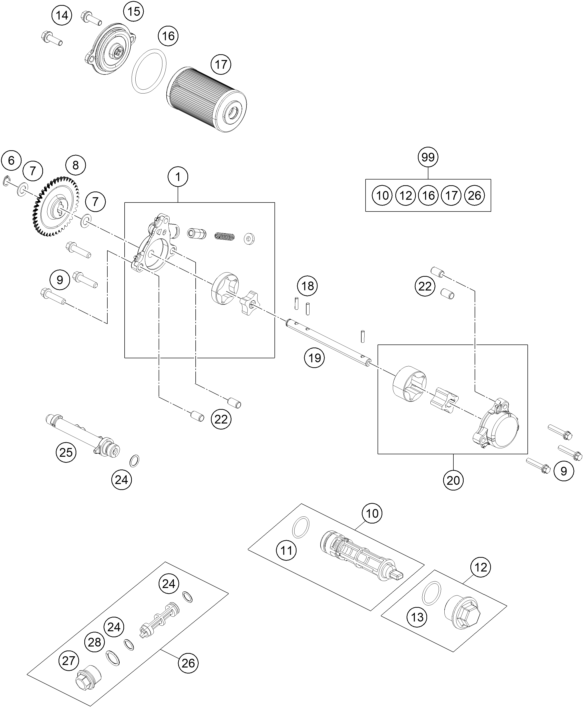 Sprängskiss: Lubricating System – KTM 250 Duke, white 2019