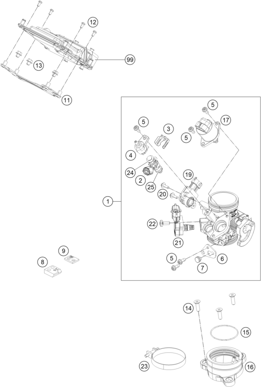 Sprängskiss: Throttle Body – KTM 390 DUKE BL. ABS B.D. 15