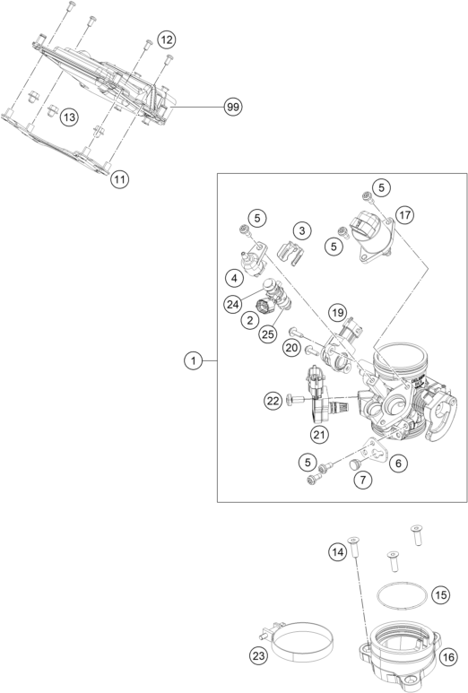Sprängskiss: Throttle Body – KTM 390 DUKE BL. ABS CKD 16