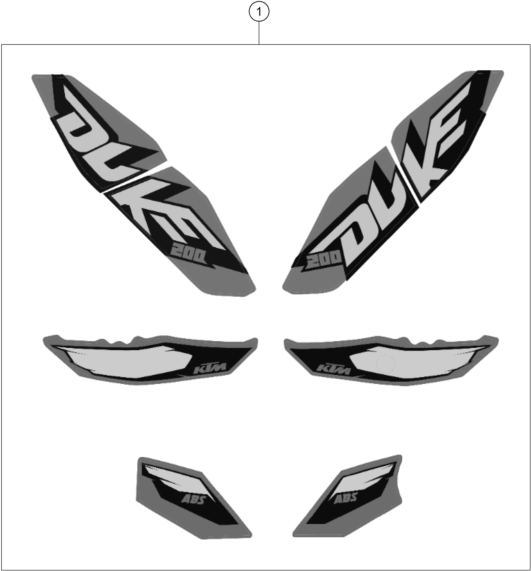 Sprängskiss: Decal – KTM 200 DUKE ORANGE ABS BAJ.DIR.13