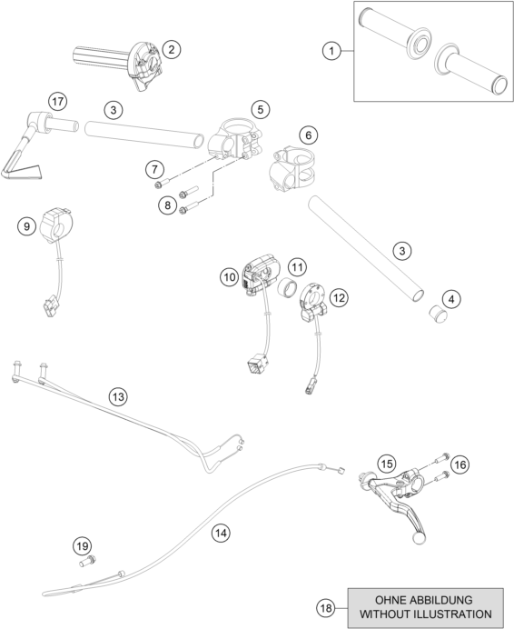 Sprängskiss: Handlebar, Controls – KTM RC 250 R 2013