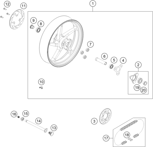 Sprängskiss: Rear Wheel – KTM RC 250 R 2013