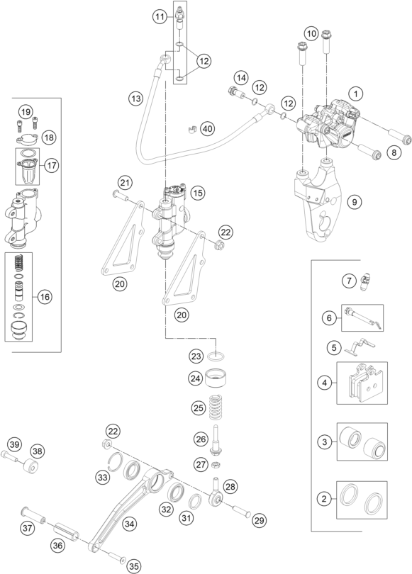 Sprängskiss: Rear Brake Caliper – KTM RC 250 R 2013