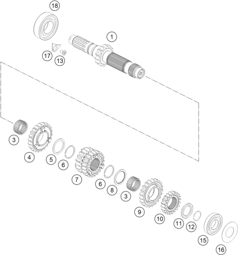 Sprängskiss: Transmission I - Main Shaft – KTM RC 250 R 2013