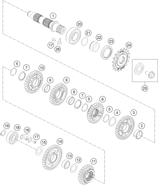 Sprängskiss: Transmission II - Countershaft – KTM RC 250 R 2013