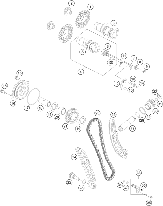 Sprängskiss: Timing Drive – KTM RC 250 R 2013