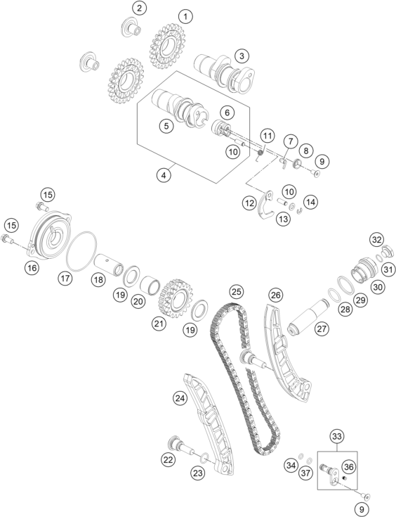 Sprängskiss: Timing Drive – KTM RC 250 R 2014