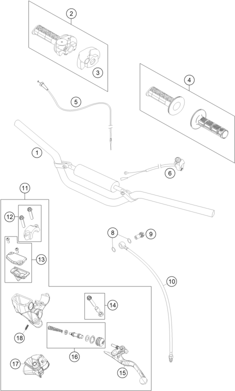 Sprängskiss: Handlebar, Controls – KTM 65 SXS 2014